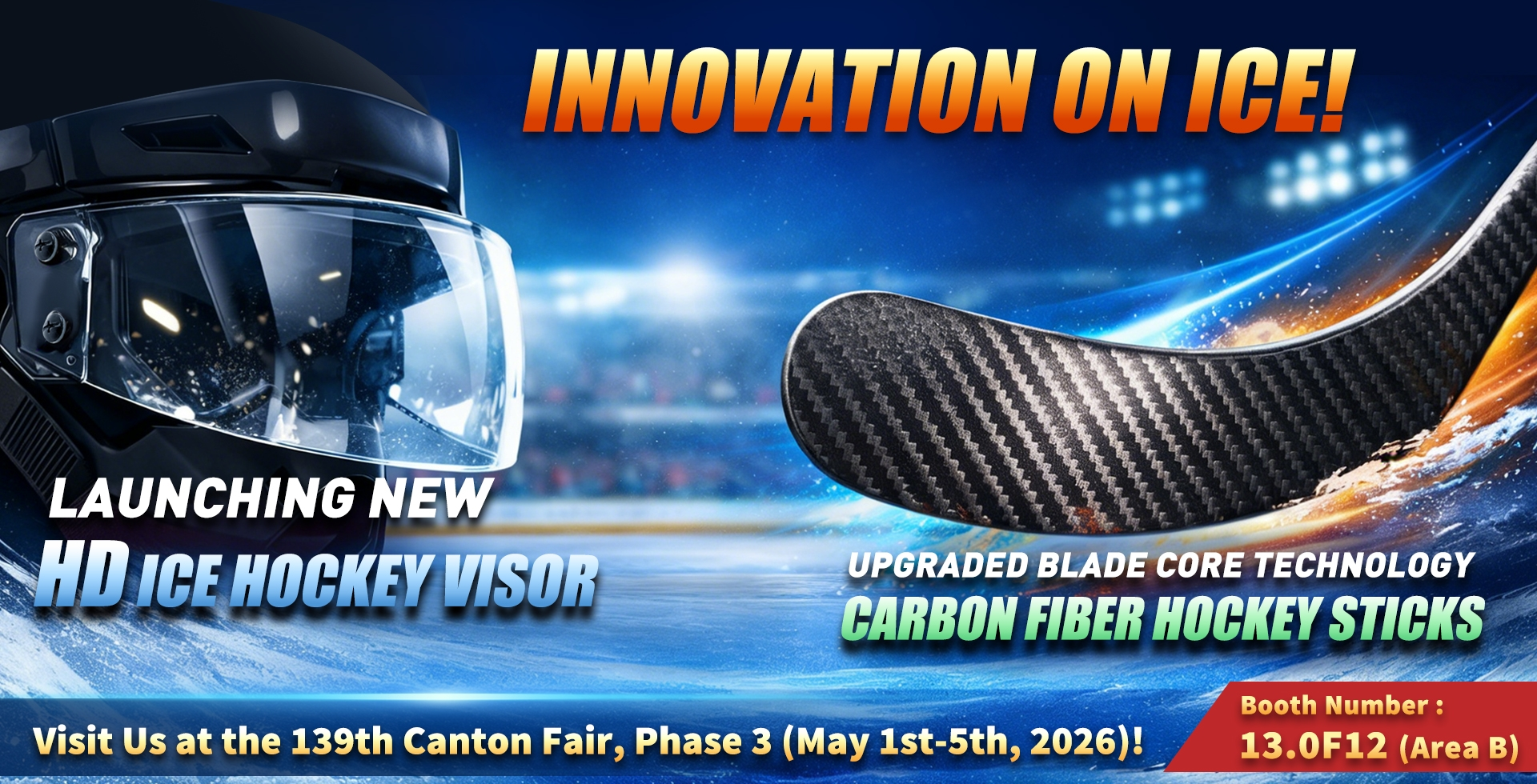 GYSPORTS/GYHOCKEY aanwezig op 139e Canton Fair 2026: lancering van nieuw HD-ijshockeyvizier en verbeterde hockeysticks van koolstofvezel
